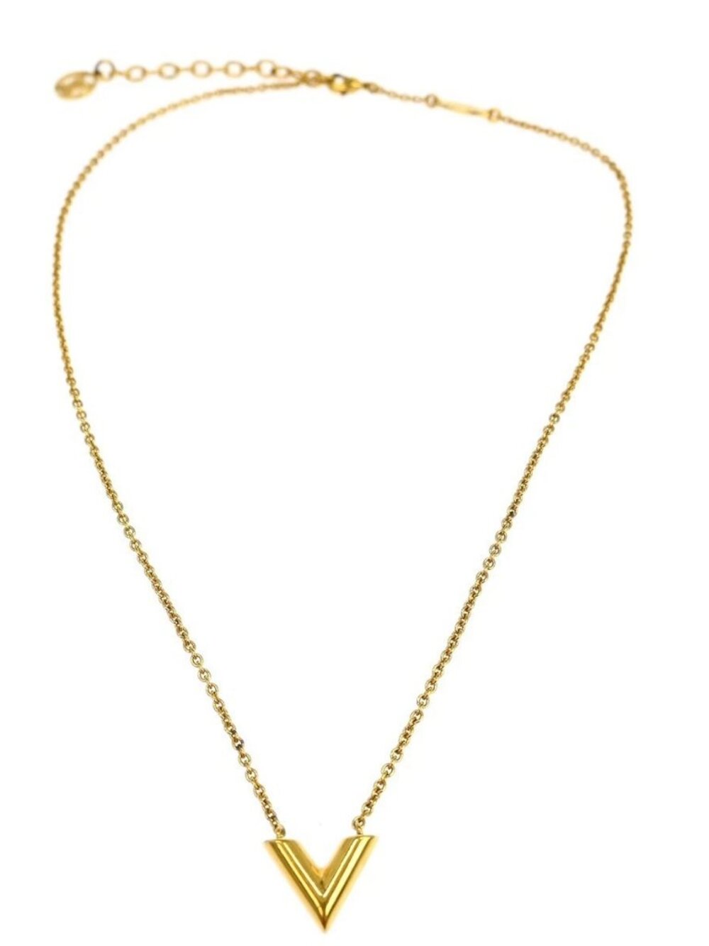 Louis Vuitton Gold Collier Essential V Perle Necklace M61083 LE0169 NQ03751 - Picture 1 of 6
